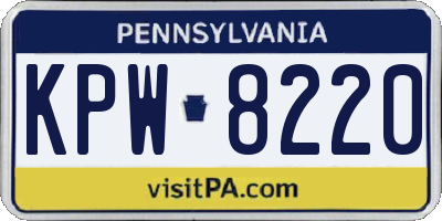 PA license plate KPW8220