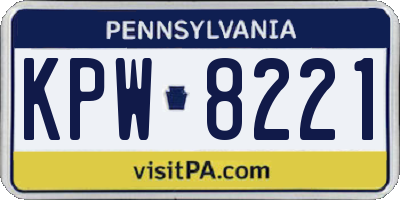 PA license plate KPW8221