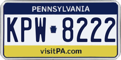 PA license plate KPW8222