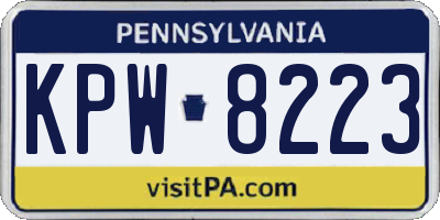 PA license plate KPW8223