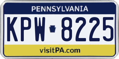 PA license plate KPW8225