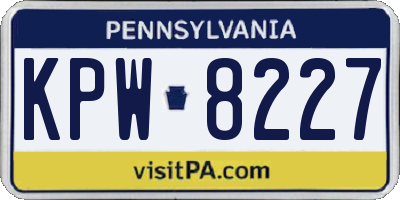 PA license plate KPW8227