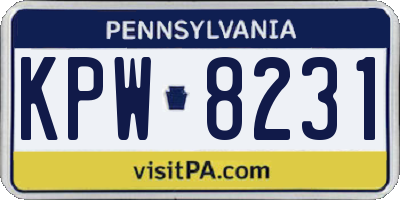 PA license plate KPW8231