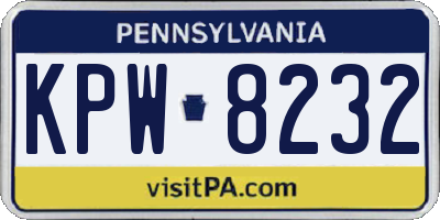 PA license plate KPW8232