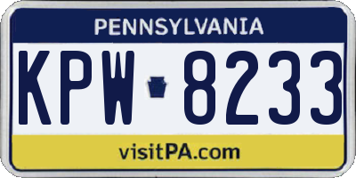 PA license plate KPW8233