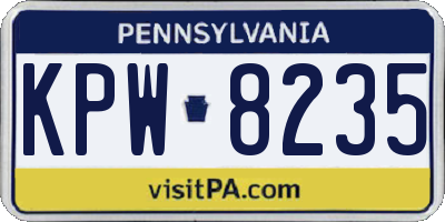 PA license plate KPW8235