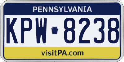 PA license plate KPW8238