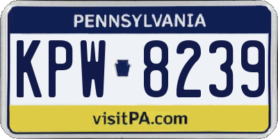 PA license plate KPW8239