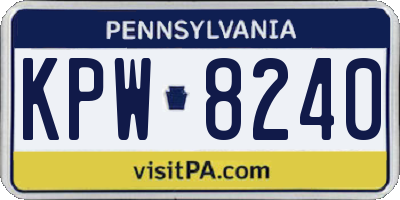 PA license plate KPW8240