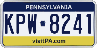 PA license plate KPW8241