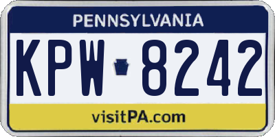 PA license plate KPW8242