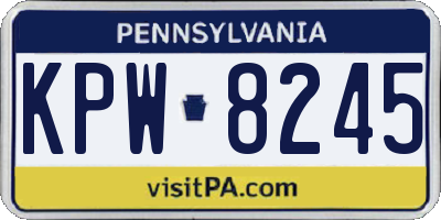 PA license plate KPW8245