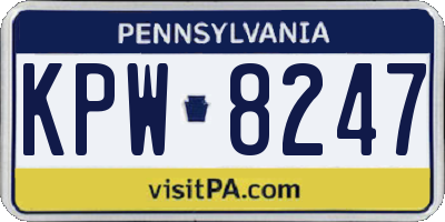 PA license plate KPW8247
