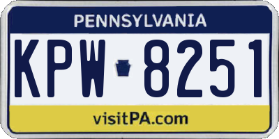 PA license plate KPW8251