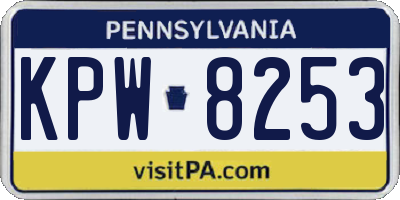 PA license plate KPW8253
