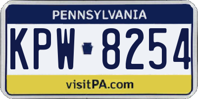 PA license plate KPW8254