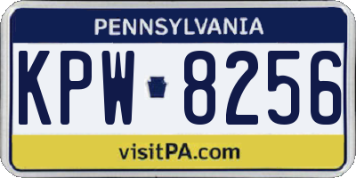 PA license plate KPW8256