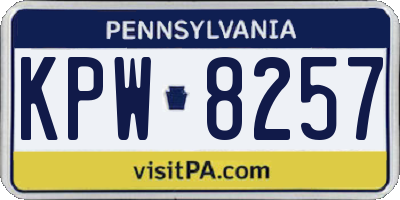 PA license plate KPW8257