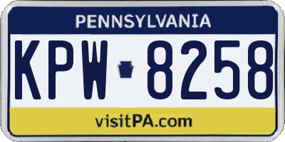 PA license plate KPW8258