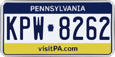 PA license plate KPW8262
