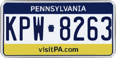 PA license plate KPW8263