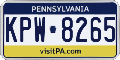 PA license plate KPW8265