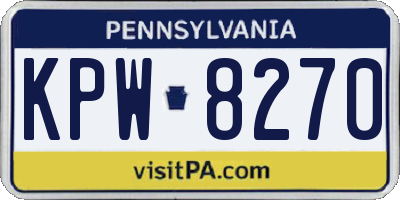 PA license plate KPW8270