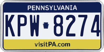 PA license plate KPW8274