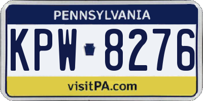 PA license plate KPW8276