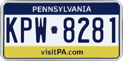 PA license plate KPW8281
