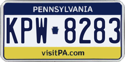 PA license plate KPW8283