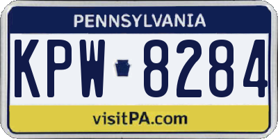 PA license plate KPW8284