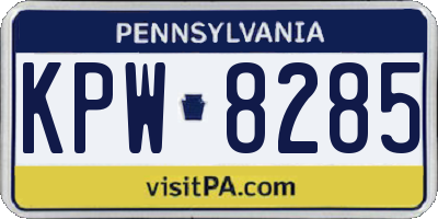 PA license plate KPW8285