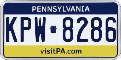 PA license plate KPW8286