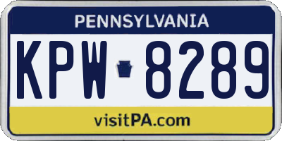 PA license plate KPW8289