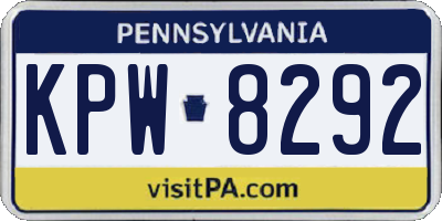 PA license plate KPW8292