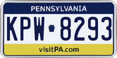 PA license plate KPW8293