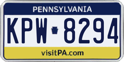 PA license plate KPW8294