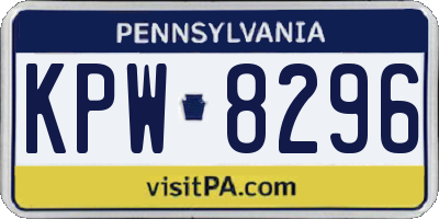 PA license plate KPW8296