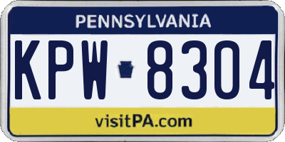 PA license plate KPW8304