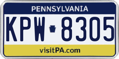 PA license plate KPW8305