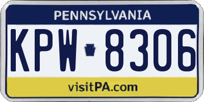 PA license plate KPW8306