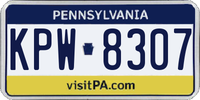 PA license plate KPW8307