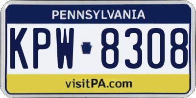 PA license plate KPW8308
