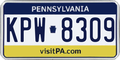PA license plate KPW8309