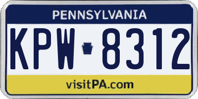 PA license plate KPW8312
