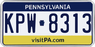 PA license plate KPW8313