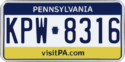 PA license plate KPW8316