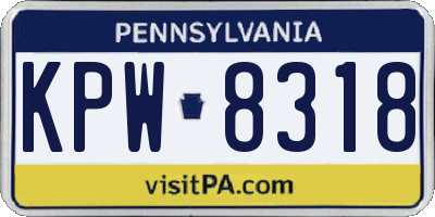PA license plate KPW8318