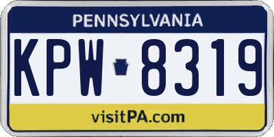 PA license plate KPW8319